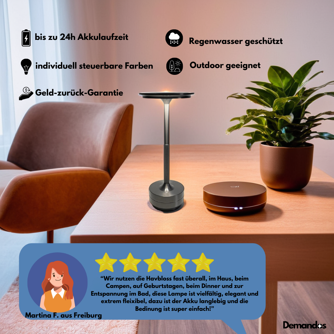 Demandos™ „Havbloss“ kabellose Touch Lampe - Atmosphäre ohne Limits